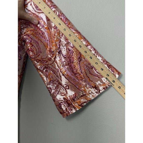 Solelia Cleo Golden Flame Metallic Paisley Brocade Dress XS Boho Luxe NWT - Picture 14 of 16
